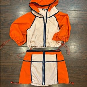 Orange and Cream Hooded Dress